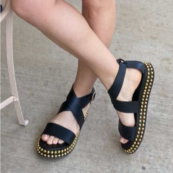Chloe Black Sawyer Studded Leather Flatform Sandals Size 38 - Picture 1 of 4